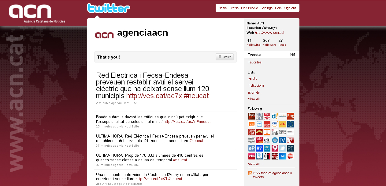 ACN a les xarxes socials