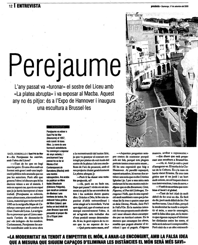 Presència, 17 de setembre de 2000 | Perejaume