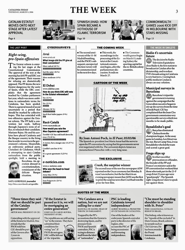 Catalonia Today, March 9, 2006 | Right-wing, pro-Spain offensives