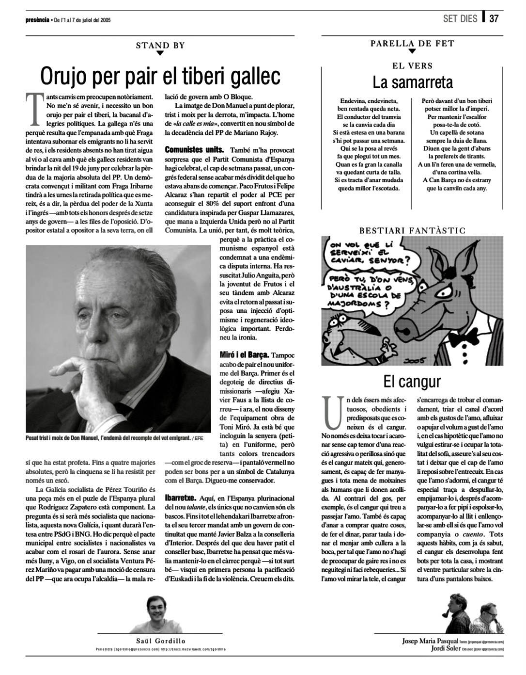 Presència, 1 de juliol de 2005 | Orujo per pair el tiberi gallec