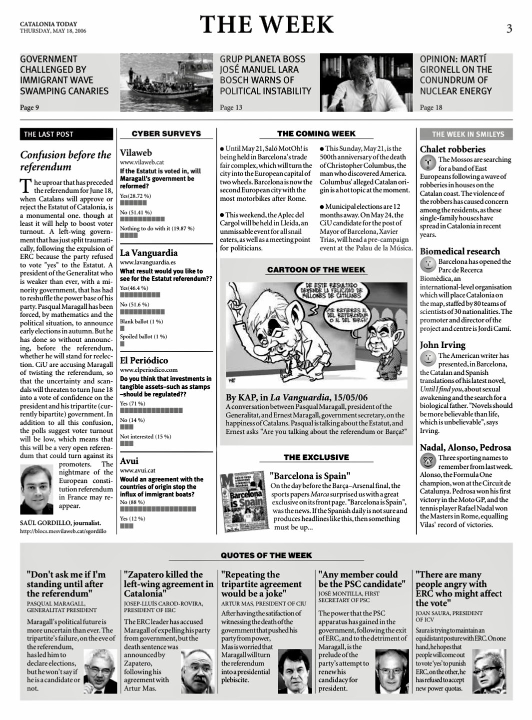 Catalonia Today, May 18, 2006 | Confusion before the referendum