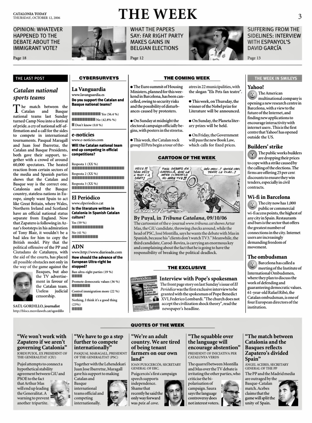 Catalonia Today, October 12, 2006 | Catalan national sports teams