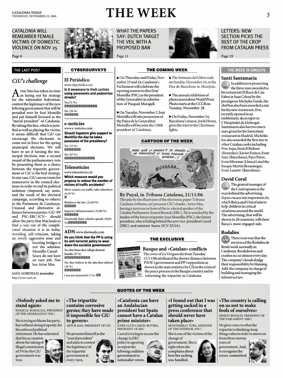 Catalonia Today, November 23, 2006 | CiU’s challenge