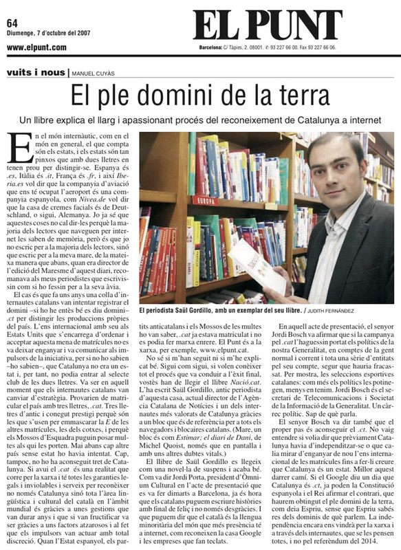 El Punt, Manuel Cuyàs, 7 d’octubre del 2007 | El ple domini de la terra
