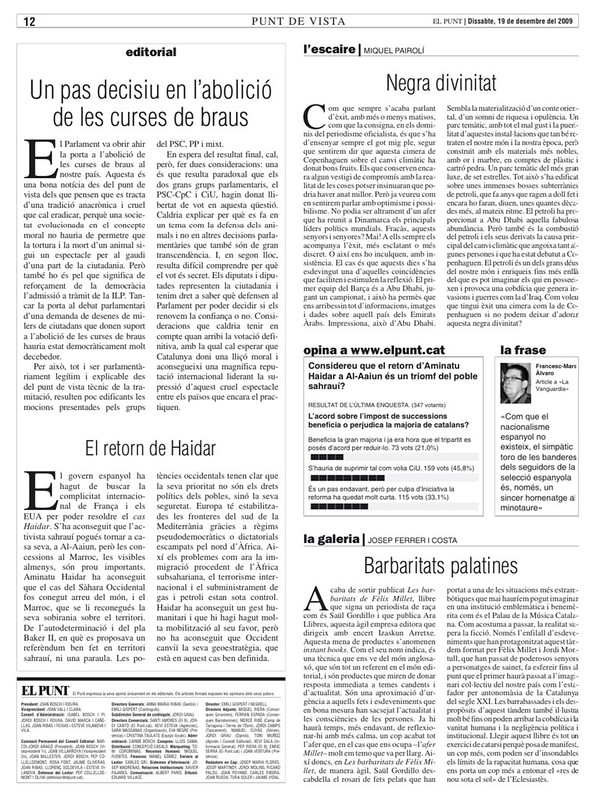 El Punt, Josep Ferrer, 18 de desembre del 2009 | Barbaritats palatines