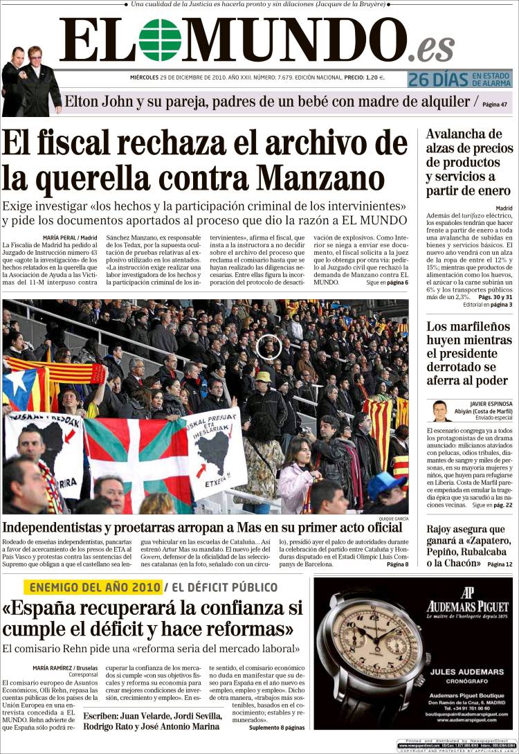 La portada d’“El Mundo”