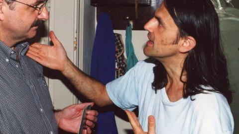 Joan Pujadas amb l'artista i poeta Perejaume.