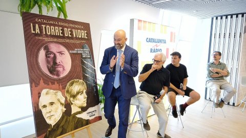Presentació de la temporada 2021-2022 de Catalunya Ràdio a la Torre Glòries, amb el director de l'emissora, Saül Gordillo, i el director de continguts, Santi Faro. Barcelona. 27 d’agost de 2021