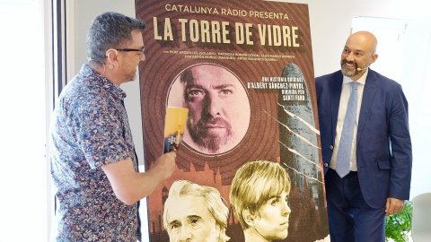 Presentació de la temporada 2021-2022 de Catalunya Ràdio a la Torre Glòries i del podcast 'La torre de vidre', amb el director de l'emissora, Saül Gordillo, i el director de continguts, Santi Faro. Barcelona. 27 d’agost de 2021 
