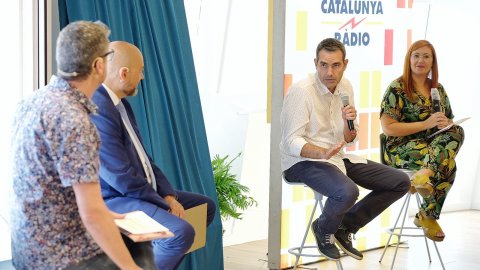 Presentació de la temporada 2021-2022 de Catalunya Ràdio a la Torre Glòries, amb el director de l'emissora, Saül Gordillo, i el director de continguts, Santi Faro. Barcelona. 27 d’agost de 2021 