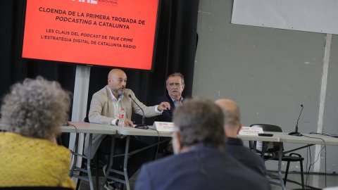 El director de Catalunya Ràdio i dels Mitjans Digitals de la CCMA, Saül Gordillo, fa la cloenda de la primera Trobada de Podcasting de Catalunya al Mercat de l’Audiovisual de Catalunya (MAC). Granollers. 29 de setembre de 2021