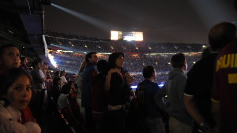 Celebració del títol de Lliga 2010-2011 del Futbol Club Barcelona al Camp Nou. Barcelona. 13 de maig de 2011