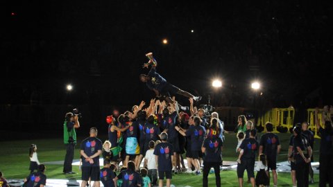 Celebració del títol de Lliga 2010-2011 del Futbol Club Barcelona al Camp Nou. Barcelona. 13 de maig de 2011
