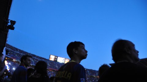 Celebració del títol de Lliga 2010-2011 del Futbol Club Barcelona al Camp Nou. Barcelona. 13 de maig de 2011
