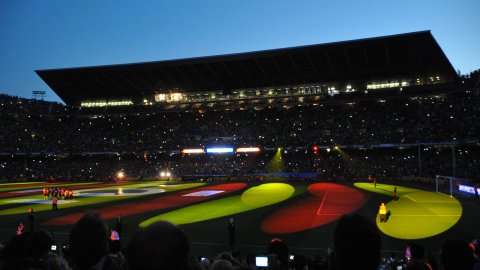 Celebració del títol de Lliga 2010-2011 del Futbol Club Barcelona al Camp Nou. Barcelona. 13 de maig de 2011