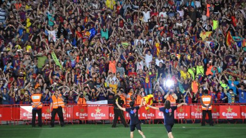 Celebració del títol de Lliga 2010-2011 del Futbol Club Barcelona al Camp Nou. Barcelona. 13 de maig de 2011
