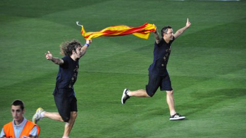 Celebració del títol de Lliga 2010-2011 del Futbol Club Barcelona al Camp Nou. Barcelona. 13 de maig de 2011