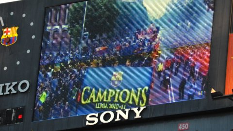 Celebració del títol de Lliga 2010-2011 del Futbol Club Barcelona al Camp Nou. Barcelona. 13 de maig de 2011