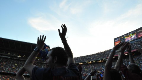 Celebració del títol de Lliga 2010-2011 del Futbol Club Barcelona al Camp Nou. Barcelona. 13 de maig de 2011