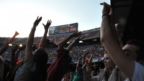Celebració del títol de Lliga 2010-2011 del Futbol Club Barcelona al Camp Nou. Barcelona. 13 de maig de 2011