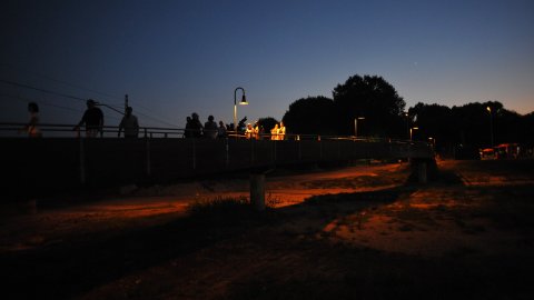 El pont de vianants de Sant Pol de Mar sobre la riera de Vallalta. 7 d'agost de 2010