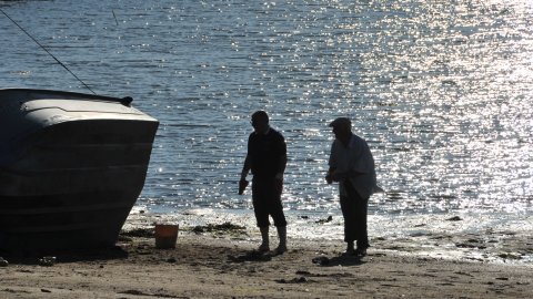 Pescadors a la ria de Cambados. Agost 2009
