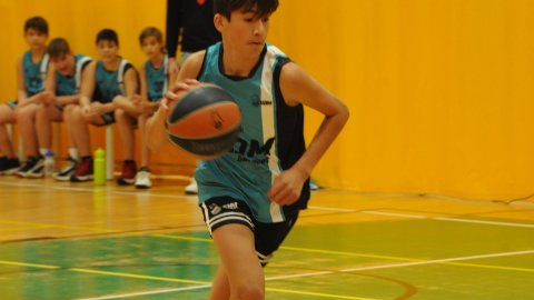Marc Gordillo al partit de bàsquet infantil Vilassar-Llefià. Vilassar de Mar. 20 de novembre de 2021