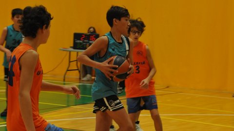 Marc Gordillo al partit de bàsquet infantil Vilassar-Llefià. Vilassar de Mar. 20 de novembre de 2021