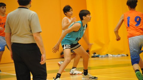 Marc Gordillo al partit de bàsquet infantil Vilassar-Llefià. Vilassar de Mar. 20 de novembre de 2021