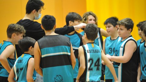 Marc Gordillo al partit de bàsquet infantil Vilassar-Llefià. Vilassar de Mar. 20 de novembre de 2021