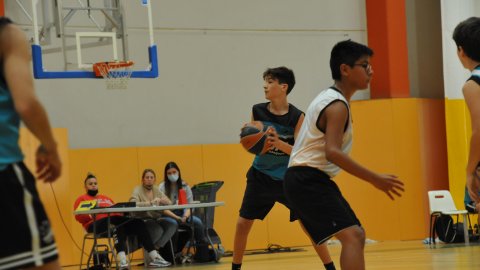 Marc Gordillo al partit de bàsquet infantil Vilassar de Mar-ASME. Vilassar de Mar. 31 d'octubre de 2021
