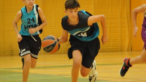 Marc Gordillo al partit de bàsquet infantil Vilassar de Mar-ASME. Vilassar de Mar. 31 d'octubre de 2021