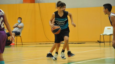 Marc Gordillo al partit de bàsquet infantil Vilassar de Mar-ASME. Vilassar de Mar. 31 d'octubre de 2021
