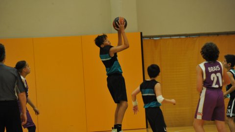 Marc Gordillo al partit de bàsquet infantil Vilassar de Mar-ASME. Vilassar de Mar. 31 d'octubre de 2021