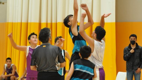 Marc Gordillo al partit de bàsquet infantil Vilassar de Mar-ASME. Vilassar de Mar. 31 d'octubre de 2021