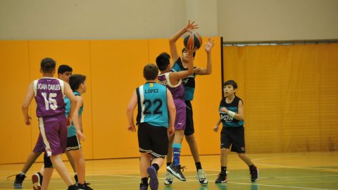 Marc Gordillo al partit de bàsquet infantil Vilassar de Mar-ASME. Vilassar de Mar. 31 d'octubre de 2021