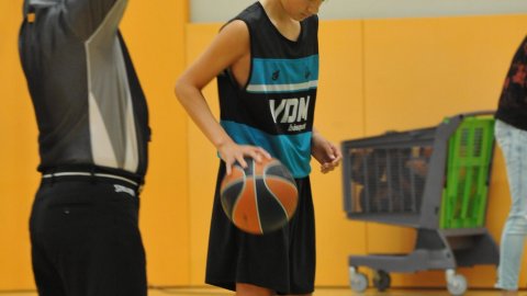 Marc Gordillo al partit de bàsquet infantil Vilassar de Mar-ASME. Vilassar de Mar. 31 d'octubre de 2021