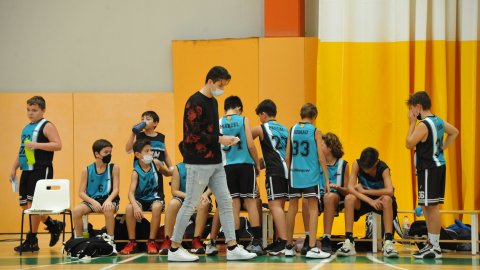 Marc Gordillo al partit de bàsquet infantil Vilassar de Mar-ASME. Vilassar de Mar. 31 d'octubre de 2021
