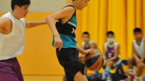 Marc Gordillo al partit de bàsquet infantil Vilassar de Mar-ASME. Vilassar de Mar. 31 d'octubre de 2021
