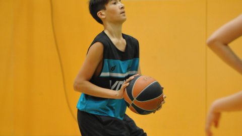 Marc Gordillo al partit de bàsquet infantil Vilassar de Mar-ASME. Vilassar de Mar. 31 d'octubre de 2021