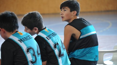 Marc Gordillo al partit de bàsquet infantil Vilanova del Vallès-Vilassar de Mar. Vilanova del Vallès. 13 de novembre de 2021