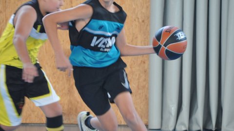 Marc Gordillo al partit de bàsquet infantil Vilanova del Vallès-Vilassar de Mar. Vilanova del Vallès. 13 de novembre de 2021
