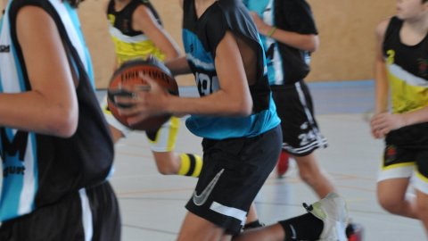 Marc Gordillo al partit de bàsquet infantil Vilanova del Vallès-Vilassar de Mar. Vilanova del Vallès. 13 de novembre de 2021