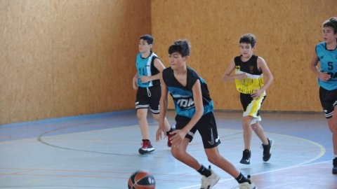 Marc Gordillo al partit de bàsquet infantil Vilanova del Vallès-Vilassar de Mar. Vilanova del Vallès. 13 de novembre de 2021
