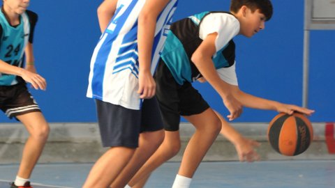 Marc Gordillo al partit de bàsquet infantil Ateneu Montserrat-Vilassar de Mar. Barcelona. 6 de novembre de 2021