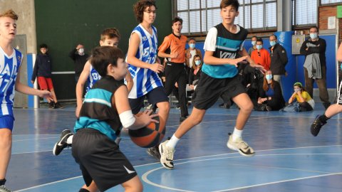 Marc Gordillo al partit de bàsquet infantil Ateneu Montserrat-Vilassar de Mar. Barcelona. 6 de novembre de 2021