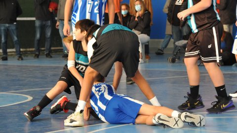 Marc Gordillo al partit de bàsquet infantil Ateneu Montserrat-Vilassar de Mar. Barcelona. 6 de novembre de 2021