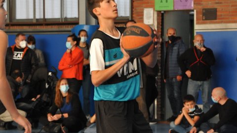 Marc Gordillo al partit de bàsquet infantil Ateneu Montserrat-Vilassar de Mar. Barcelona. 6 de novembre de 2021