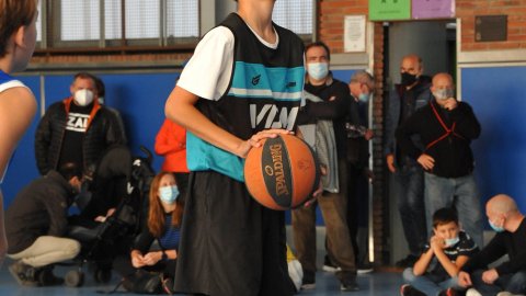 Marc Gordillo al partit de bàsquet infantil Ateneu Montserrat-Vilassar de Mar. Barcelona. 6 de novembre de 2021