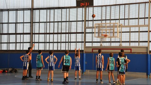 Marc Gordillo al partit de bàsquet infantil Ateneu Montserrat-Vilassar de Mar. Barcelona. 6 de novembre de 2021